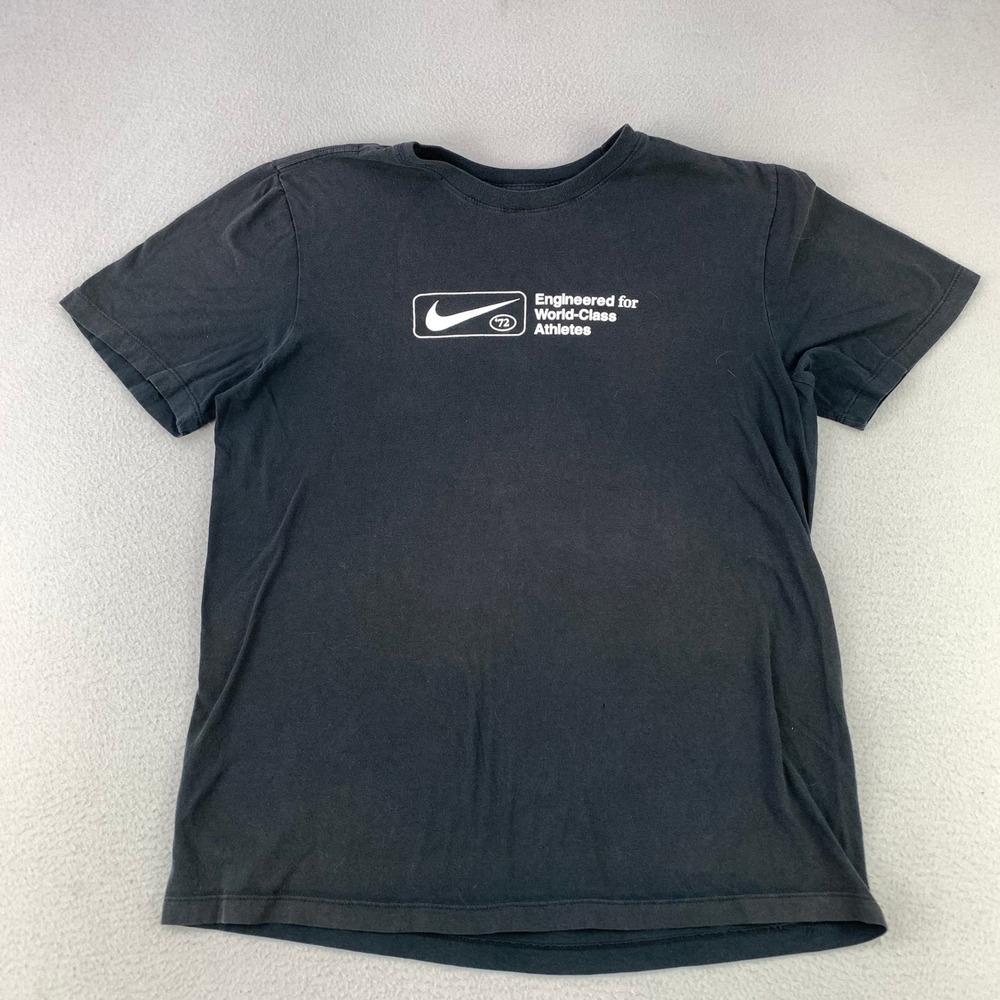 Nike T-Shirt Mens Medium Black Logo‎ World-Class Athletes Graphic Tee Faded